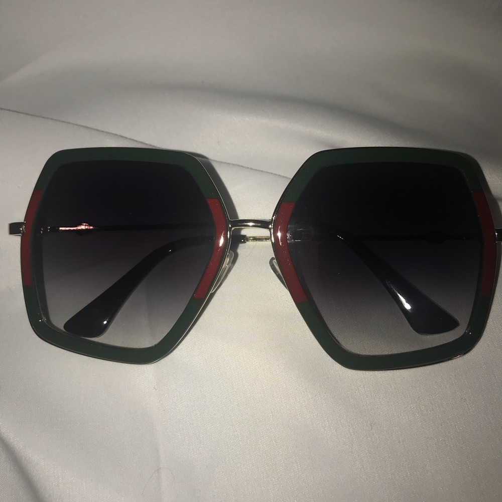 Women Designer Red Green Frame Oversize Square Glasses